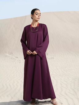 ISHIN - Purple Embellished A-Line Dress and Hijab