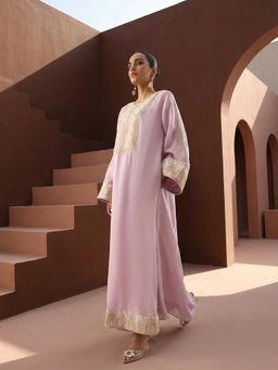 ISHIN - Purple Embroidered A-Line Dress