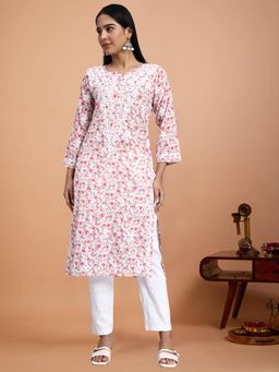PARAMOUNT CHIKAN - Pink Floral Kurta