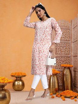 PARAMOUNT CHIKAN - Red Floral Kurta