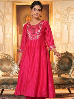 ARAMYA - Pink Floral Kurta