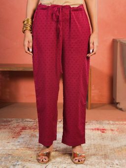 ARAMYA - Maroon Self Design Regular Pant