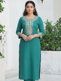 ARAMYA - Blue Embroidered Kurta