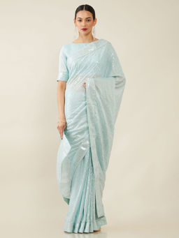 Soch - Embroidered Georgette Saree with Unstitched Blouse