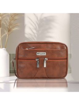 NFI Essentials - Tan Multipurpose Leather Travel Pouch