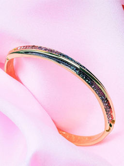 Estele - Gold Plated Ravishing Blush Cuff Bracelet with Pink & Purple Crystals for Women
