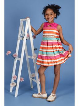 One Friday - Girls Multicoloured Striped Sleeveless Dress