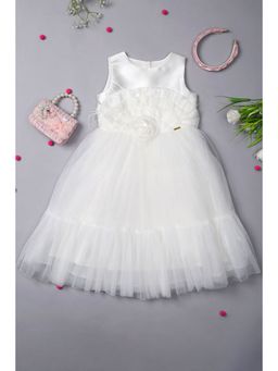 One Friday - Girls White Rose Party Dress