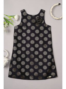 One Friday - Kids Girls Navy Blue Polka Dot Polyester Dress