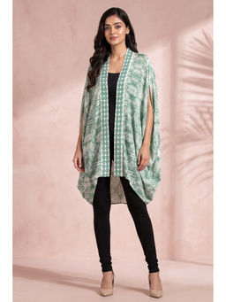 First Resort by Ramola Bachchan - Green Animal Print Cape