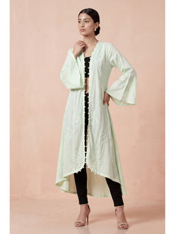 First Resort by Ramola Bachchan - Pastel Green Embellished Coat Shrug