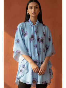 First Resort by Ramola Bachchan - Blue Floral Top