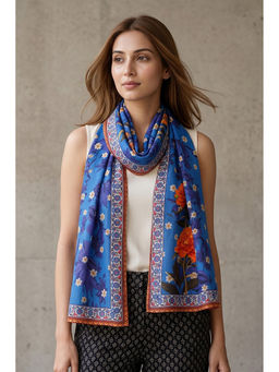 First Resort by Ramola Bachchan - Blue Floral Stole