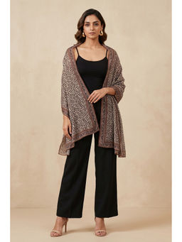 First Resort by Ramola Bachchan - Brown Leopard Print Stole