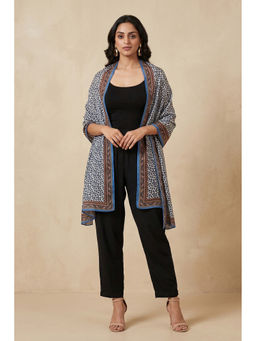 First Resort by Ramola Bachchan - Blue Leopard Print Stole