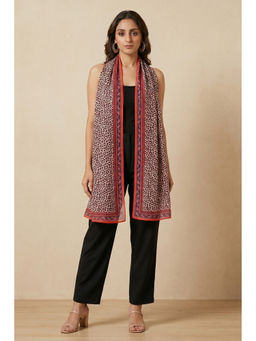 First Resort by Ramola Bachchan - Red Leopard Print Stole