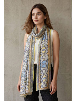 First Resort by Ramola Bachchan - Yellow Geometric Stole