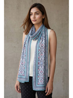 First Resort by Ramola Bachchan - Blue Geometric Stole