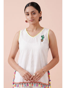 First Resort by Ramola Bachchan - White Summer Top