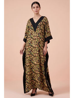 First Resort by Ramola Bachchan - Forest Green Camouflage Full Length Kaftan