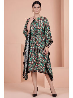First Resort by Ramola Bachchan - Green Camouflage Mid Length Kaftan