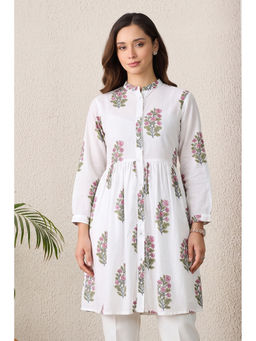 First Resort by Ramola Bachchan - White Floral Kurta