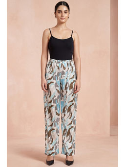 First Resort by Ramola Bachchan - Aqua Abstract Camouflage Printed Pants