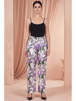 First Resort by Ramola Bachchan - Purple Abstract Camouflage Printed Pants