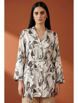 First Resort by Ramola Bachchan - Grey Abstract Camouflage Printed Shirt (Set of 2)