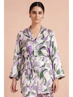 First Resort by Ramola Bachchan - Purple Abstract Camouflage Printed Shirt (Set of 2)