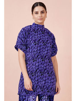First Resort by Ramola Bachchan - Blue Camouflage Print Top