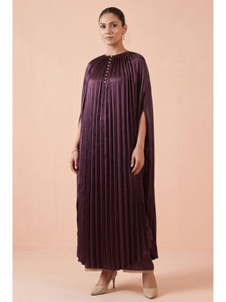 First Resort by Ramola Bachchan - Purple Asymmetrical Pleated Kaftan Dress