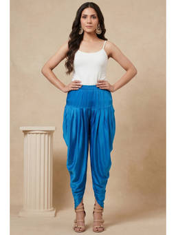 First Resort by Ramola Bachchan - Blue Satin Dhoti