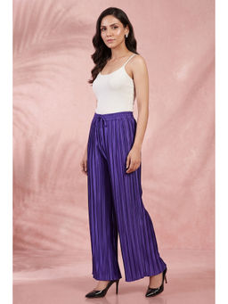 First Resort by Ramola Bachchan - Purple Box Pleated Palazzo
