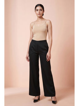 First Resort by Ramola Bachchan - Black Crepe Straight Pant
