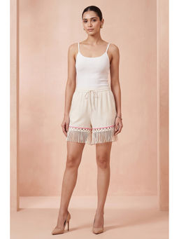 First Resort by Ramola Bachchan - White Summer Shorts