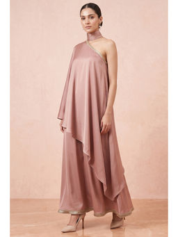 First Resort by Ramola Bachchan - Powder Pink One Shoulder Asymmetric Top