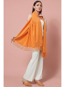 First Resort by Ramola Bachchan - Mustard Embellished Thick Cashmere Stole