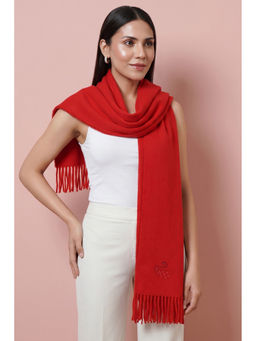 First Resort by Ramola Bachchan - Red Embellished Thick Cashmere Stole