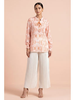 First Resort by Ramola Bachchan - Womens Peach Viscose Printed Top