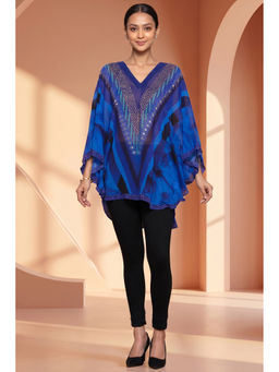 First Resort by Ramola Bachchan - Womens Blue Viscose Floral Tunic