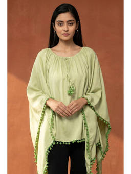 First Resort by Ramola Bachchan - Womens Green Viscose Solid Poncho