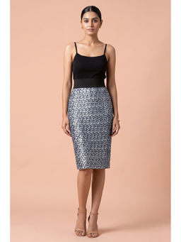 First Resort by Ramola Bachchan - Women Dark Blue Pleated Skirt
