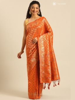Taashi - Amber Mahal Orange Saree