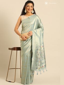 Taashi - Azure Contrast Blue Saree