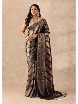 Taashi - Midnight Gold Mashru Stripe Multi-Color Saree