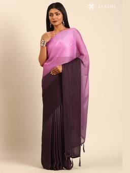 Taashi - Purple & Pink Contemporary Woven Chiffon Saree