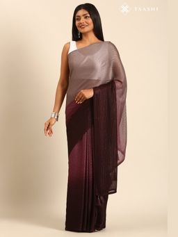 Taashi - Royal Ethereal Burgundy Saree