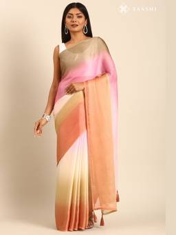 Taashi - Pink Ombre Contemporary Woven Chiffon Saree