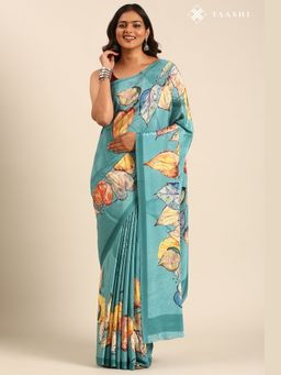 Taashi - Teal Whisper Teal Saree
